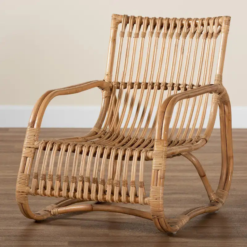 Sedia occasionale moderna bohémien Blanca in rattan naturale
