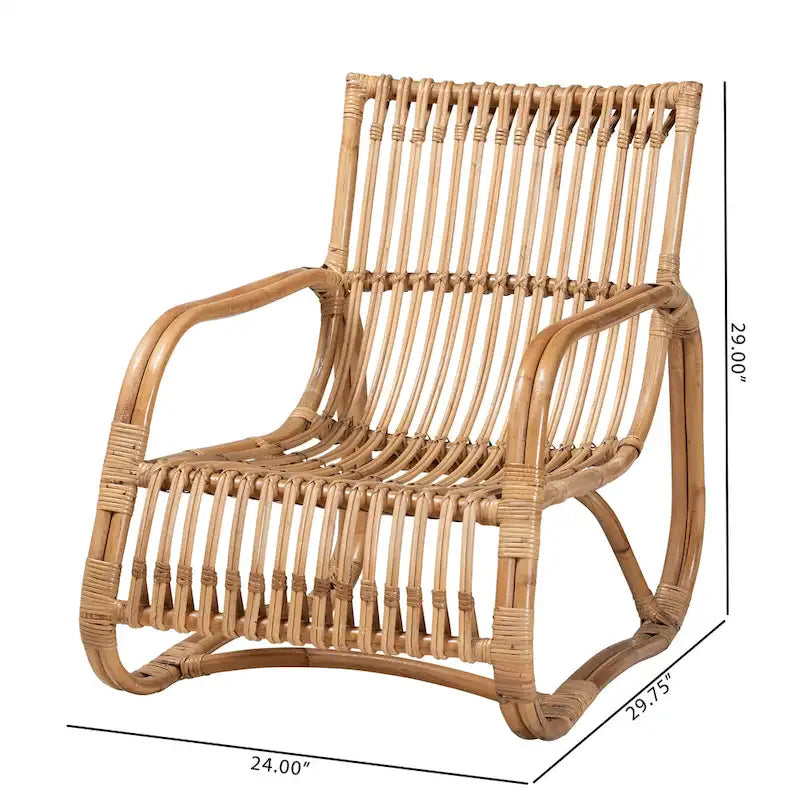Sedia occasionale moderna bohémien Blanca in rattan naturale