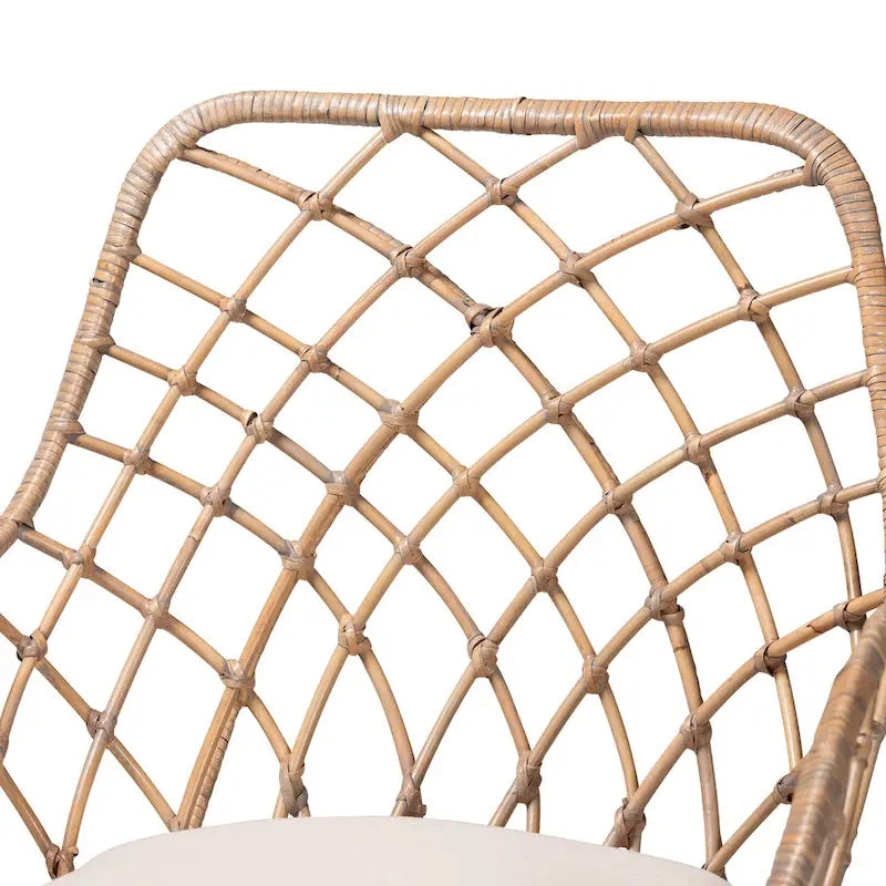 Set di 2 sedie da pranzo Ballerina in rattan lavato grigio e legno con finitura marrone naturale, stile bohémien moderno