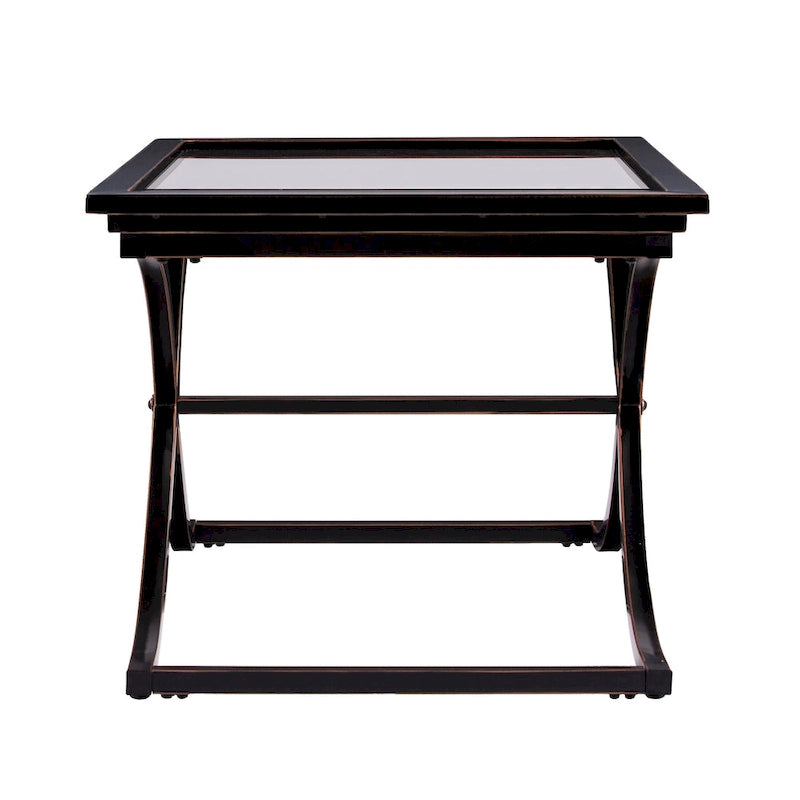 Tavolino da Salotto Glam SEI Furniture Bugleweed in Metallo Nero/Rame Invecchiato e Vetro Temperato