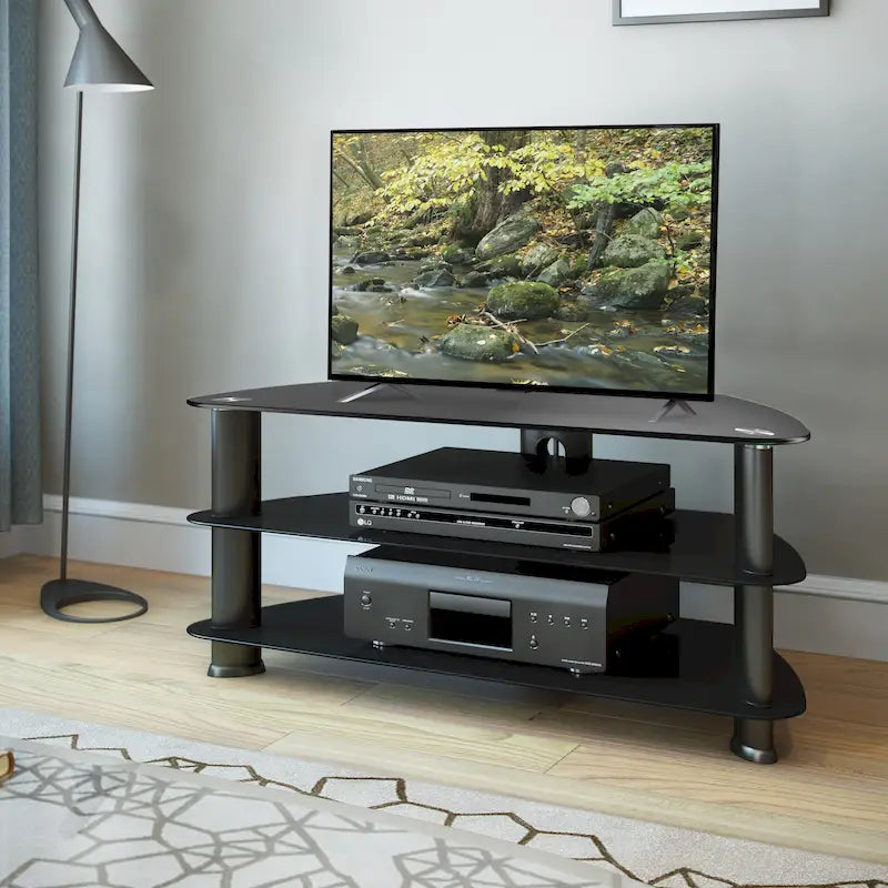Mobile TV Laguna in vetro nero, per TV fino a 48"