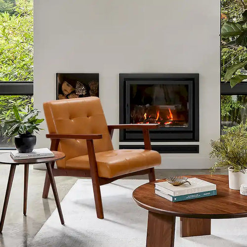 Fauteuil d'appoint rembourré marron pour salon