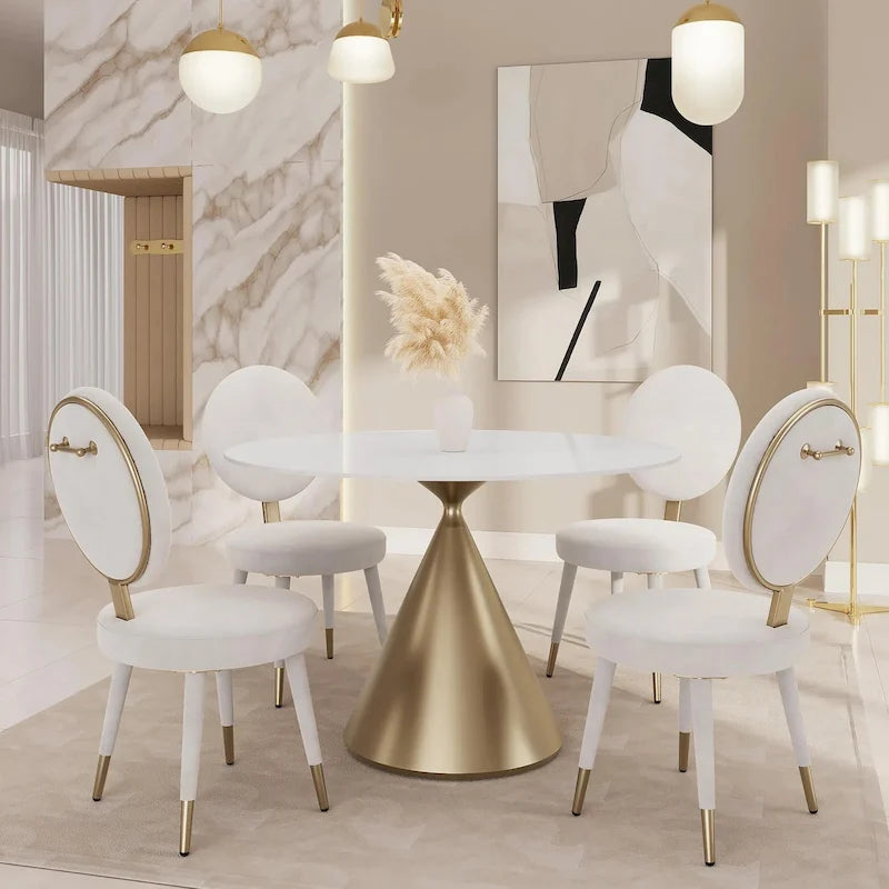 Morden Fort Set da pranzo rotondo moderno di lusso da 5 pezzi con tavolo e sedie