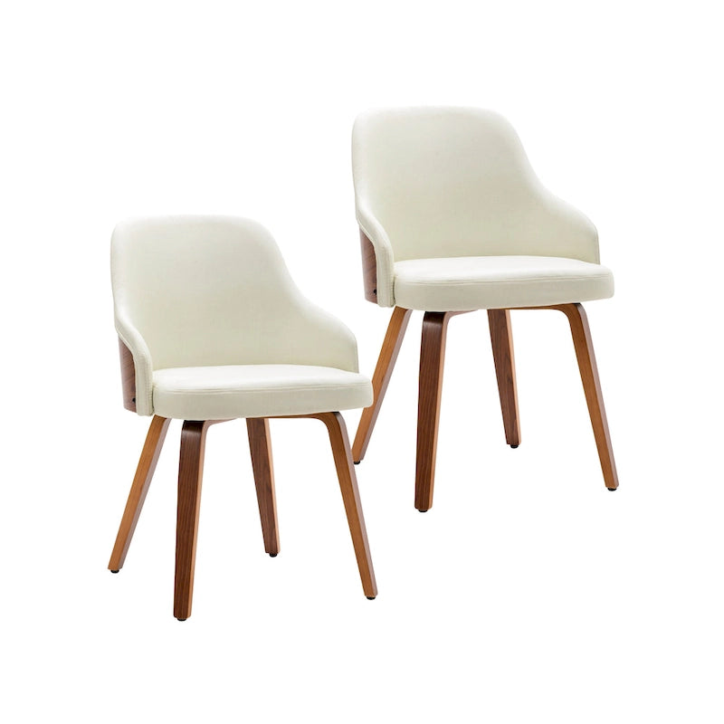 Porthos Home Hye Set di 2 sedie da pranzo, rivestimento in tessuto, gambe in legno curvato