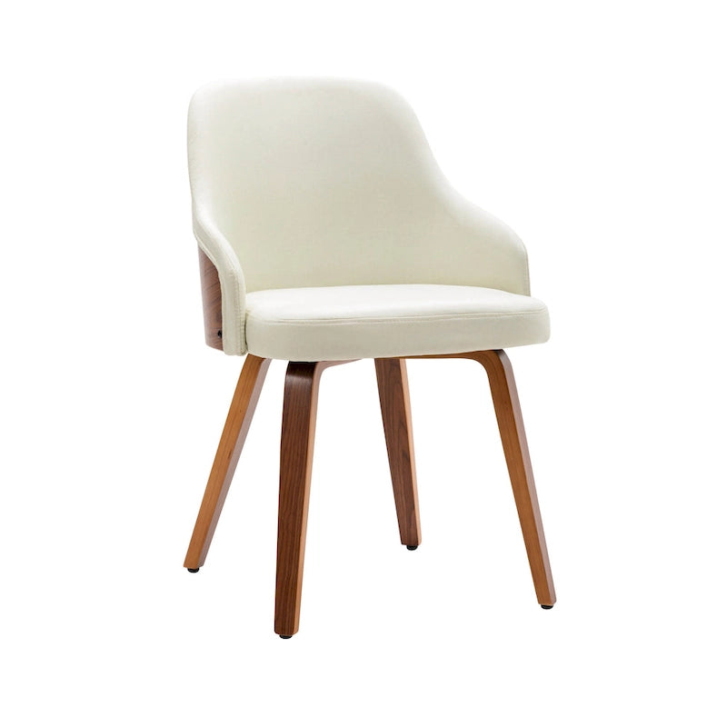 Porthos Home Hye Set di 2 sedie da pranzo, rivestimento in tessuto, gambe in legno curvato