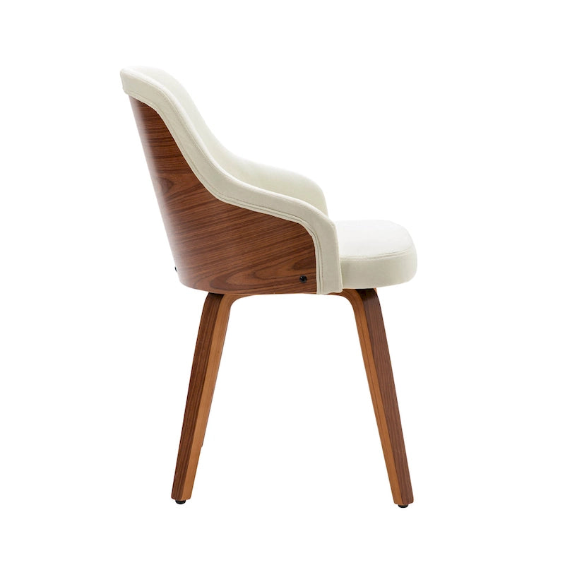 Porthos Home Hye Set di 2 sedie da pranzo, rivestimento in tessuto, gambe in legno curvato