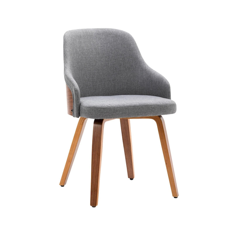 Porthos Home Hye Set di 2 sedie da pranzo, rivestimento in tessuto, gambe in legno curvato