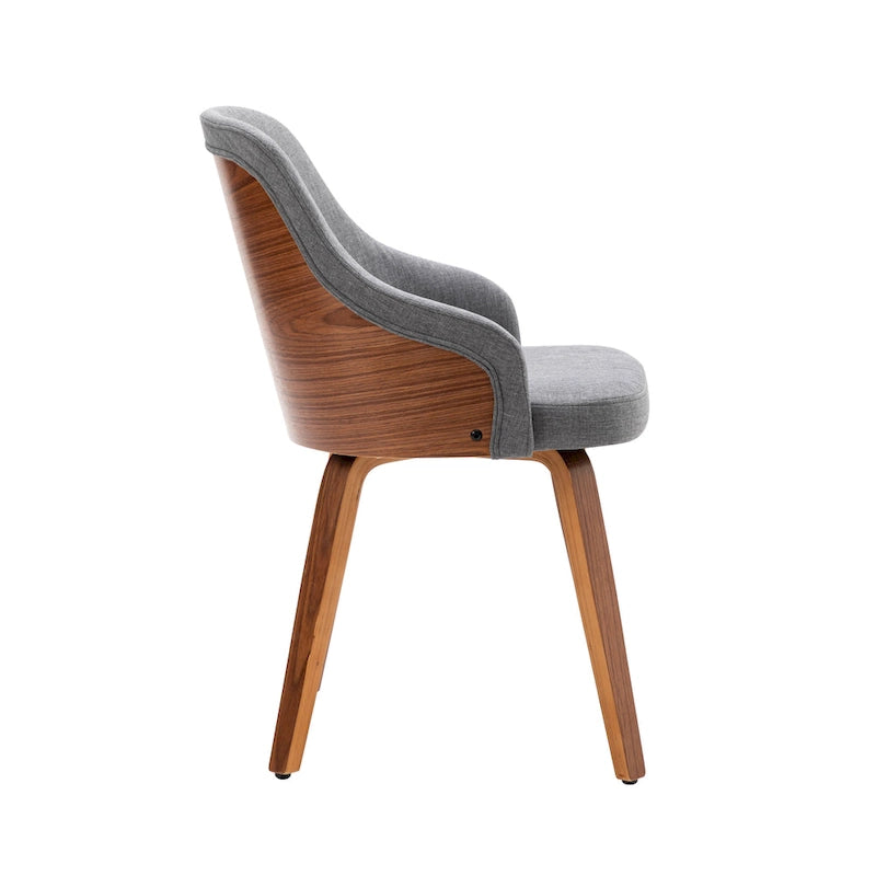 Porthos Home Hye Set di 2 sedie da pranzo, rivestimento in tessuto, gambe in legno curvato