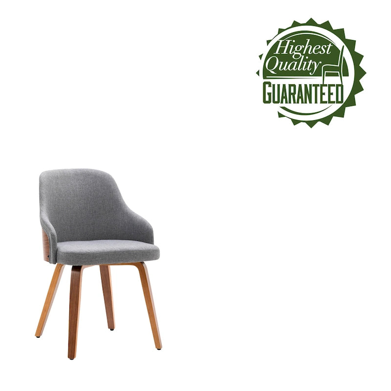 Porthos Home Hye Set di 2 sedie da pranzo, rivestimento in tessuto, gambe in legno curvato