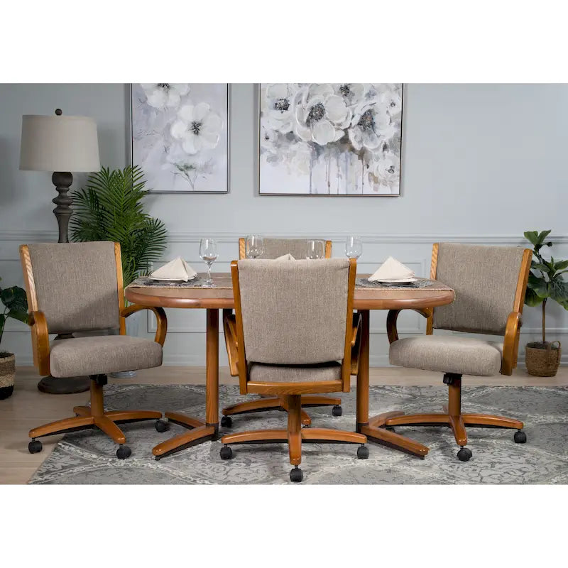 Ensemble table et chaises extensible 5 pièces marron pour salle à manger décontractée