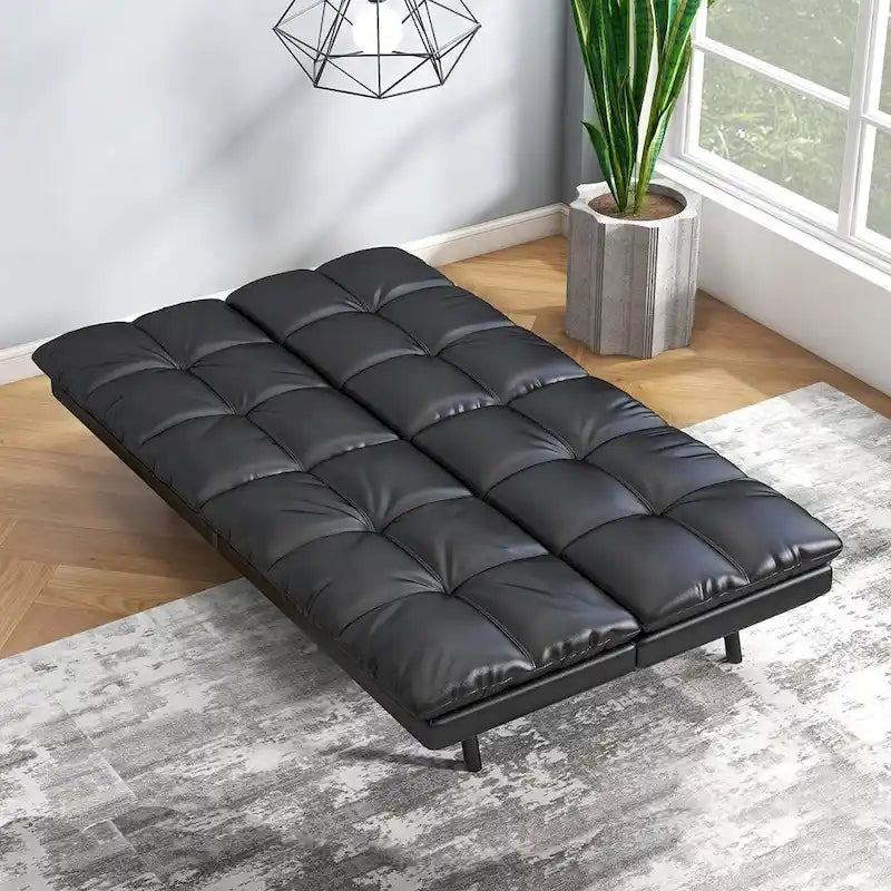 Divano Letto Futon, Divano Pieghevole in Memory Foam Convertibile per Due Posti Letto con Braccioli Regolabili per Piccoli Spazi