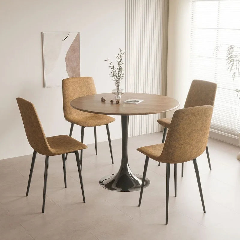 Set da pranzo da 5 pezzi, tavolo da pranzo rotondo con 4 sedie