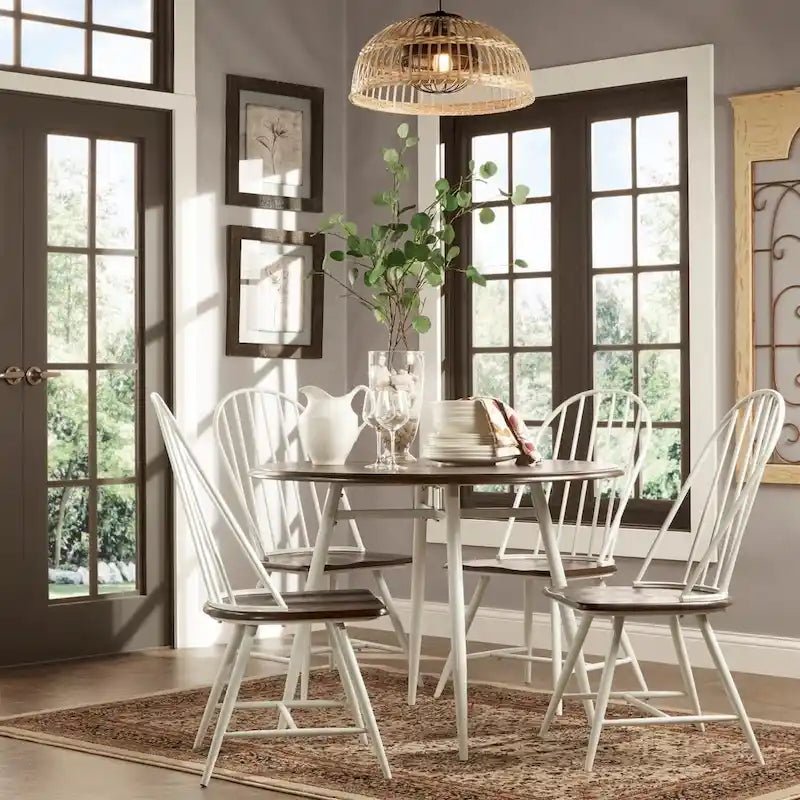 Ensemble de salle à manger moderne bicolore 5 pièces en bois Belita iNSPIRE Q Modern (milieu du siècle)
