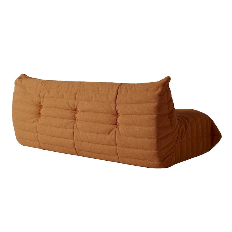 Pouf moderno, sedia a sdraio in tessuto Teddy, set divano pigro