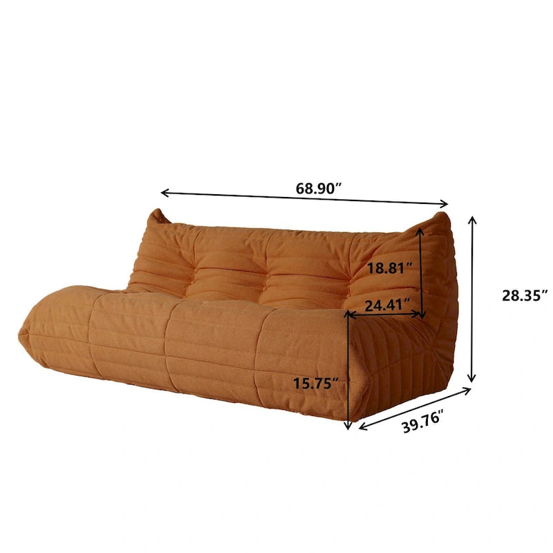 Pouf moderno, sedia a sdraio in tessuto Teddy, set divano pigro
