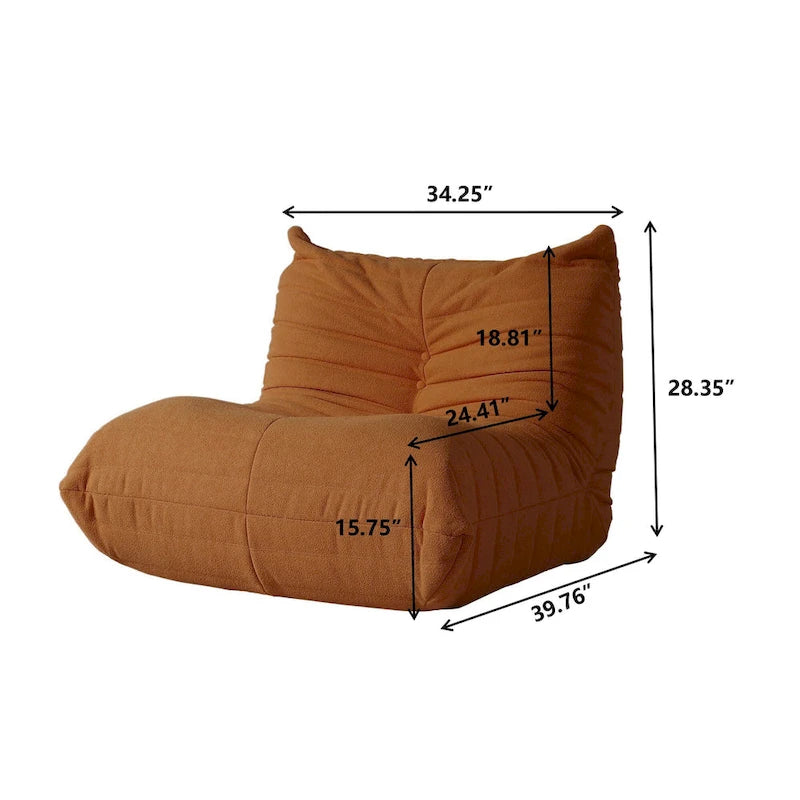 Pouf moderno, sedia a sdraio in tessuto Teddy, set divano pigro