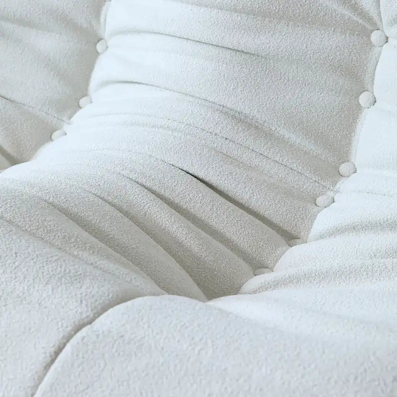 Pouf moderno, sedia a sdraio in tessuto Teddy, set divano pigro