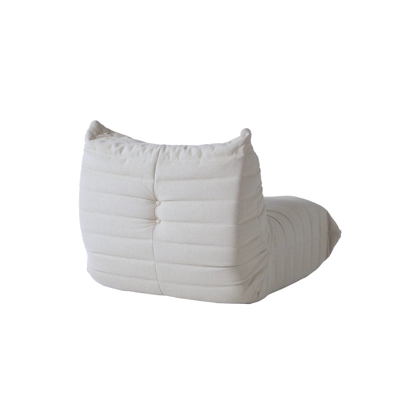 Pouf moderno, sedia a sdraio in tessuto Teddy, set divano pigro