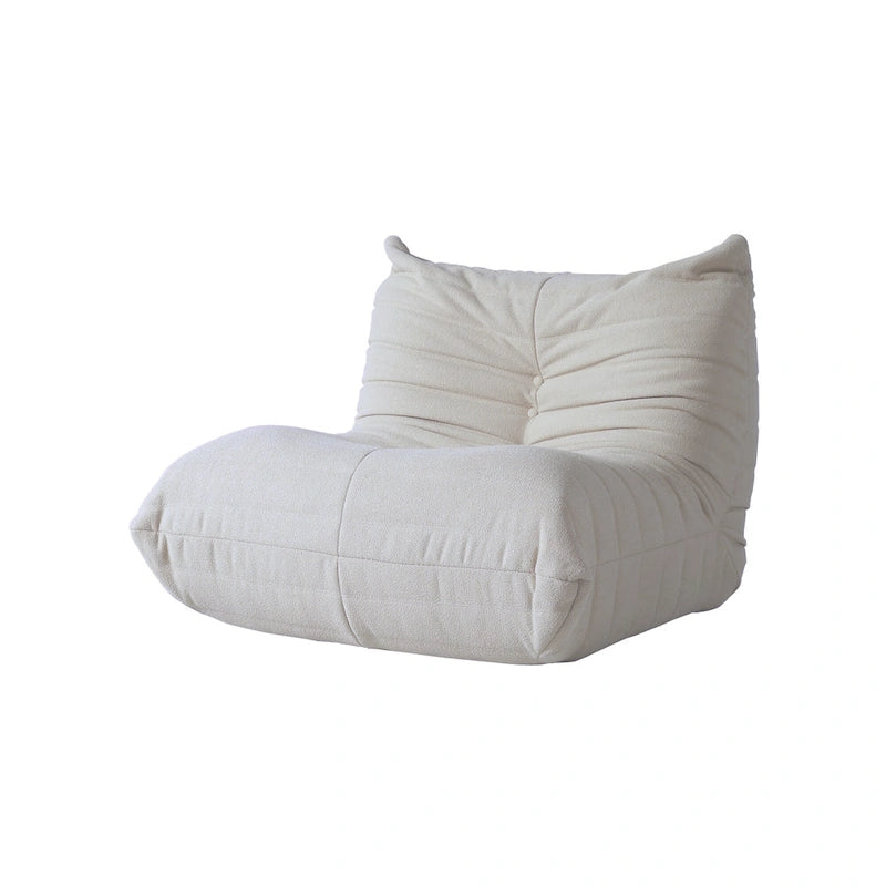Pouf moderno, sedia a sdraio in tessuto Teddy, set divano pigro