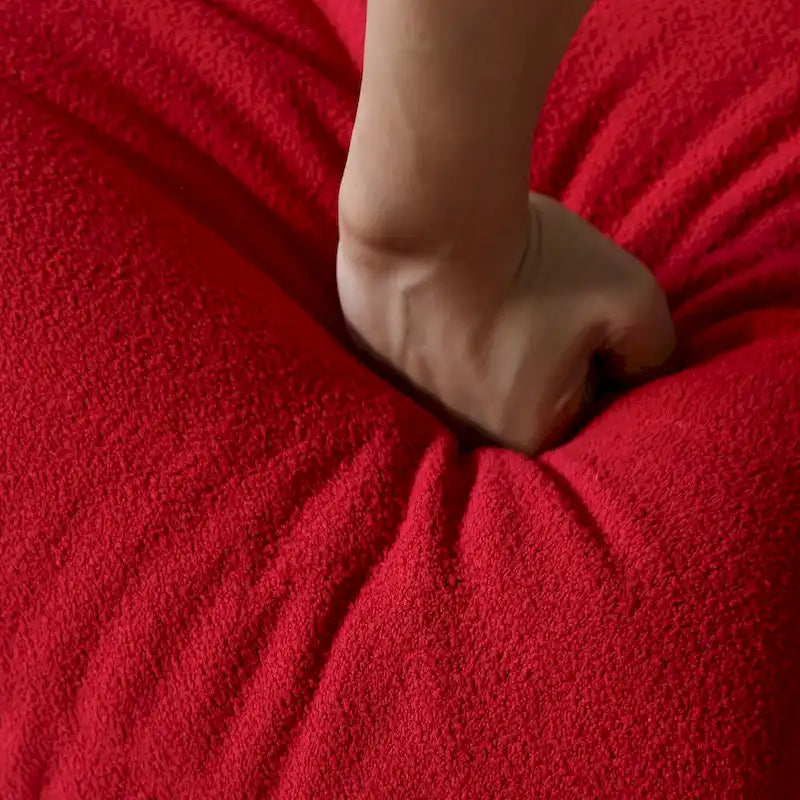 Pouf moderno, sedia a sdraio in tessuto Teddy, set divano pigro