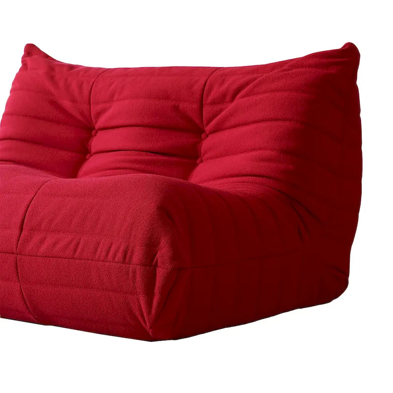 Pouf moderno, sedia a sdraio in tessuto Teddy, set divano pigro