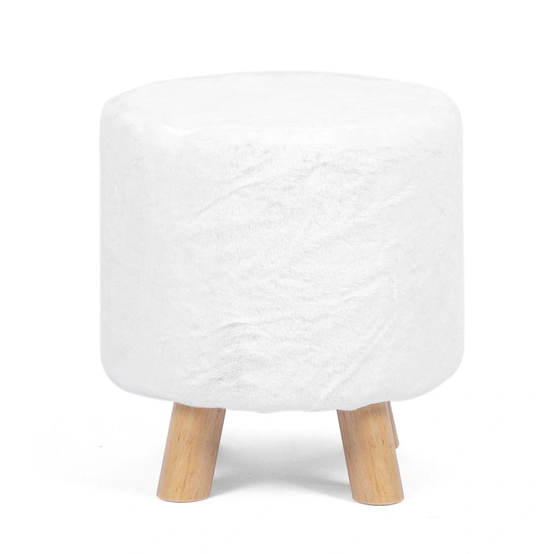 Adeco Pouf Rotondo Poggiapiedi Imbottito in Tessuto