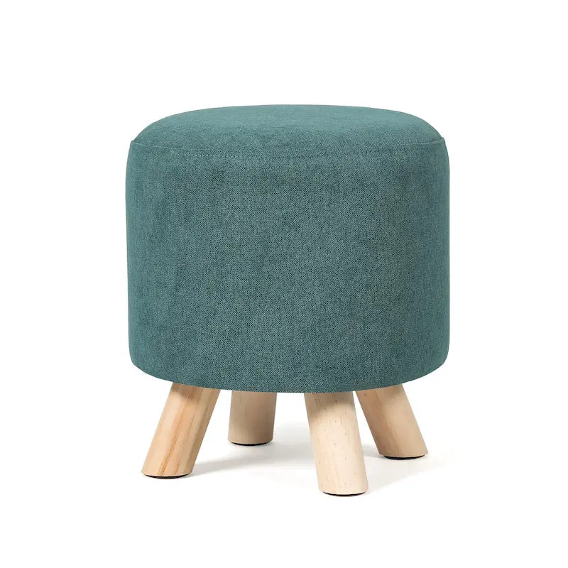 Adeco Pouf Rotondo Poggiapiedi Imbottito in Tessuto