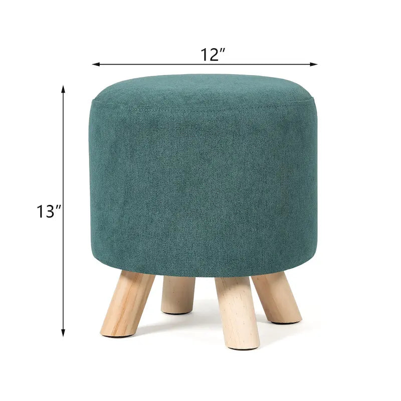 Adeco Pouf Rotondo Poggiapiedi Imbottito in Tessuto