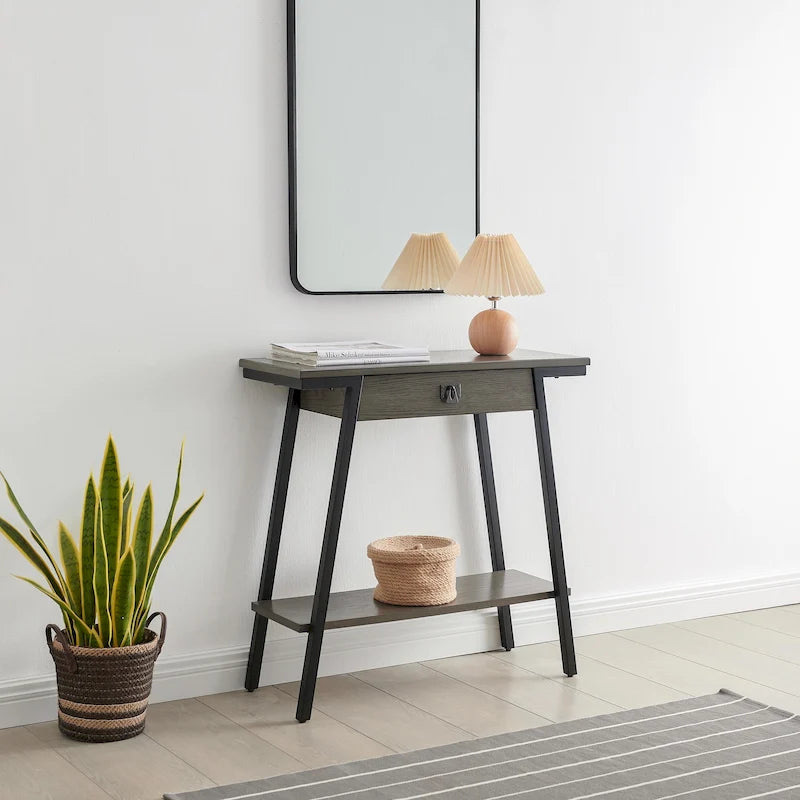 Console in legno Leick Home Empiria con cassetto e struttura in metallo
