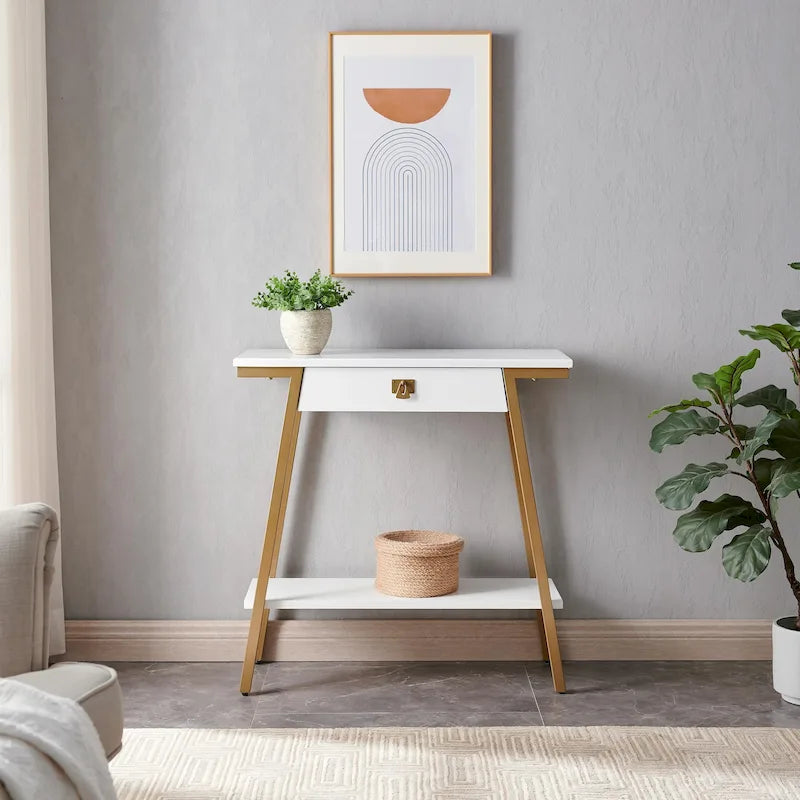 Console in legno Leick Home Empiria con cassetto e struttura in metallo