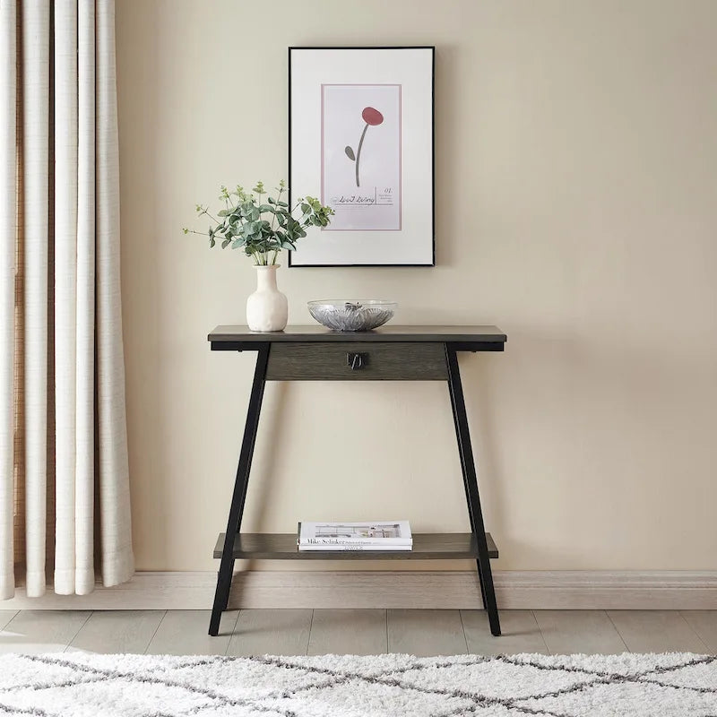 Console in legno Leick Home Empiria con cassetto e struttura in metallo