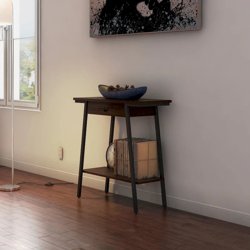 Console in legno Leick Home Empiria con cassetto e struttura in metallo