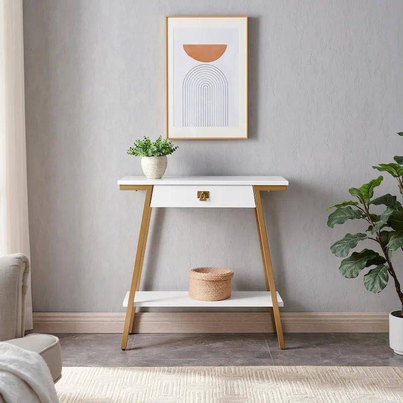 Console in legno Leick Home Empiria con cassetto e struttura in metallo