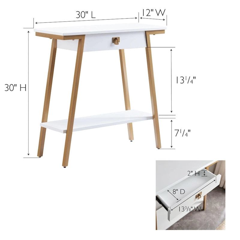 Console in legno Leick Home Empiria con cassetto e struttura in metallo