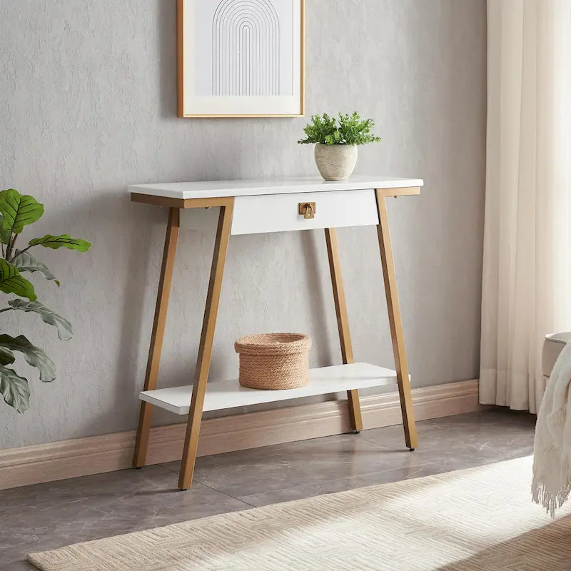 Console in legno Leick Home Empiria con cassetto e struttura in metallo