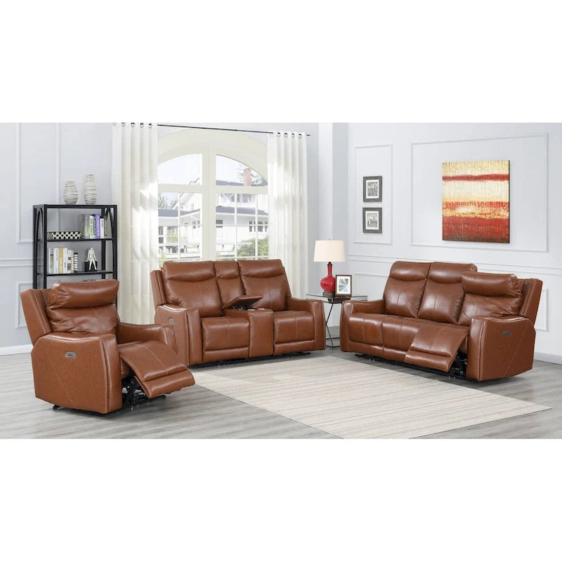 Steve Silver Newport Power 3-Piece Top Grain Leather Reclining Upholstery Set