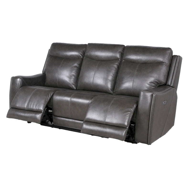 Set imbottito reclinabile in pelle pieno fiore a 3 pezzi Steve Silver Newport Power