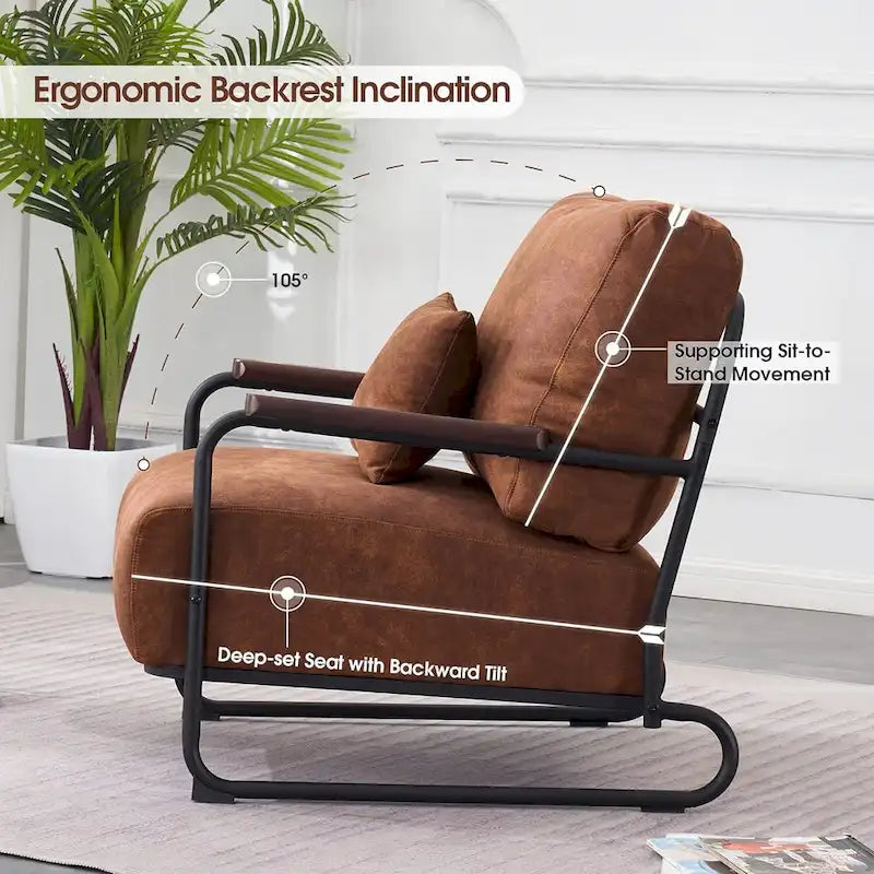 MCombo set di 2 poltrone moderne con gambe in acciaio, tessuto Leathaire HQ102