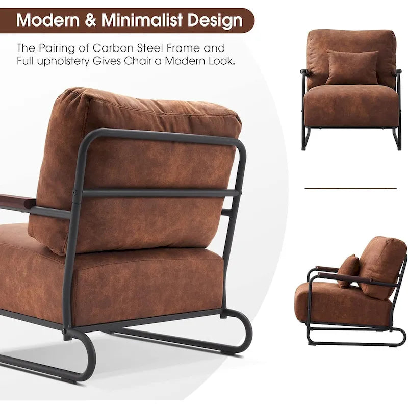 MCombo set di 2 poltrone moderne con gambe in acciaio, tessuto Leathaire HQ102