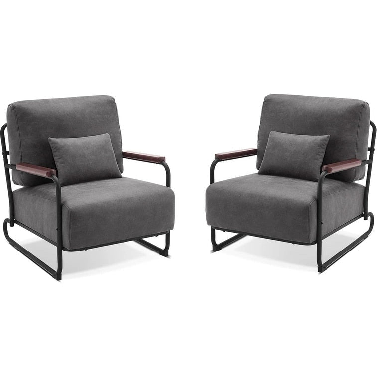 MCombo set di 2 poltrone moderne con gambe in acciaio, tessuto Leathaire HQ102