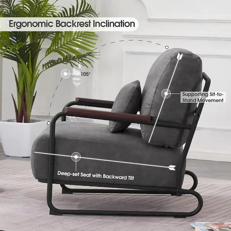MCombo set di 2 poltrone moderne con gambe in acciaio, tessuto Leathaire HQ102