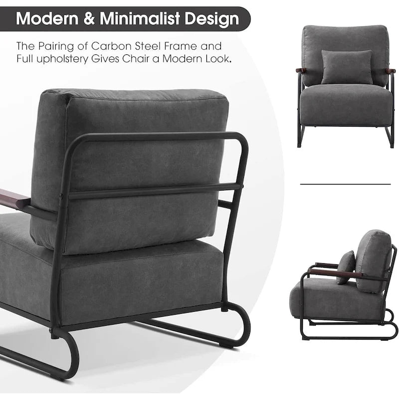MCombo set di 2 poltrone moderne con gambe in acciaio, tessuto Leathaire HQ102
