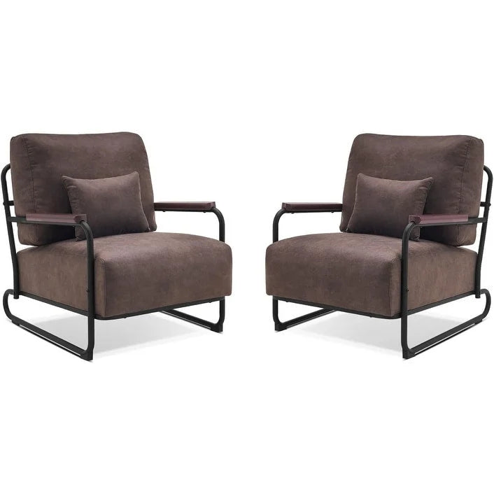 MCombo set di 2 poltrone moderne con gambe in acciaio, tessuto Leathaire HQ102