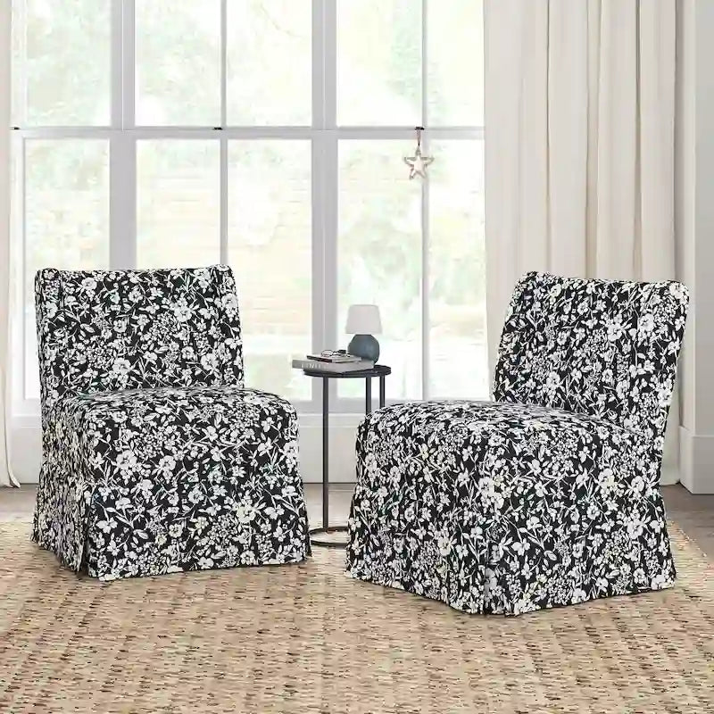 Lot de 2 chaises d'appoint Falk Transitional rembourrées avec housse et pieds en bois massif par HULALA HOME