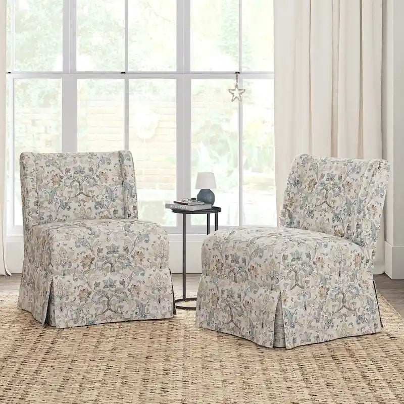 Lot de 2 chaises d'appoint Falk Transitional rembourrées avec housse et pieds en bois massif par HULALA HOME