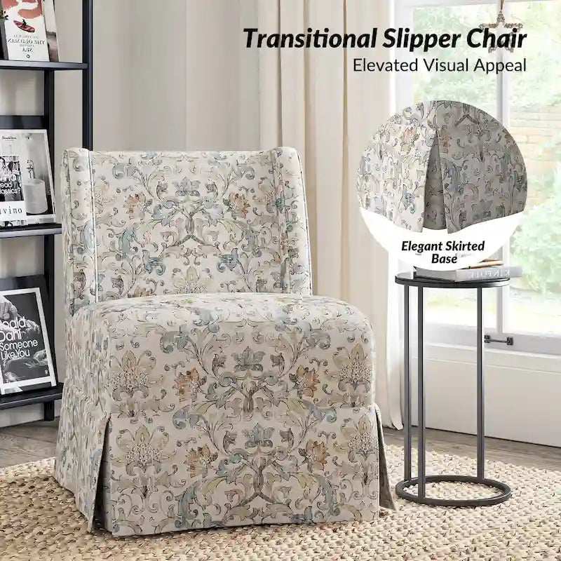 Set di 2 sedie slipper imbottite Falk Transitional con rivestimento e gambe in legno massello di HULALA HOME