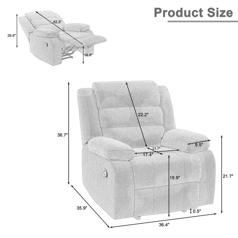 Set di 2 moderne poltrone reclinabili manuali regolabili