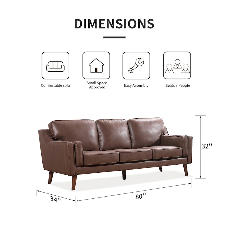 Divanetto Mid-Century in Pelle con Cuscino Imbottito da 5.9