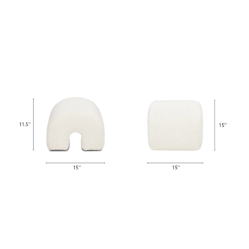 Pouf poggiapiedi arcuato rivestito in finto sherpa Bridge 16 Boucle