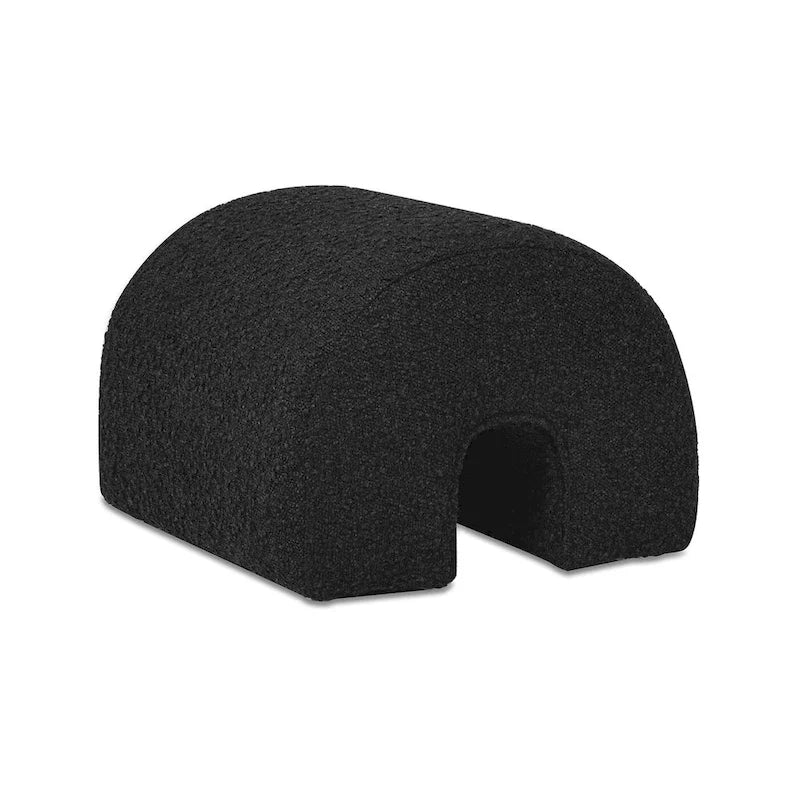Pouf poggiapiedi arcuato rivestito in finto sherpa Bridge 16 Boucle